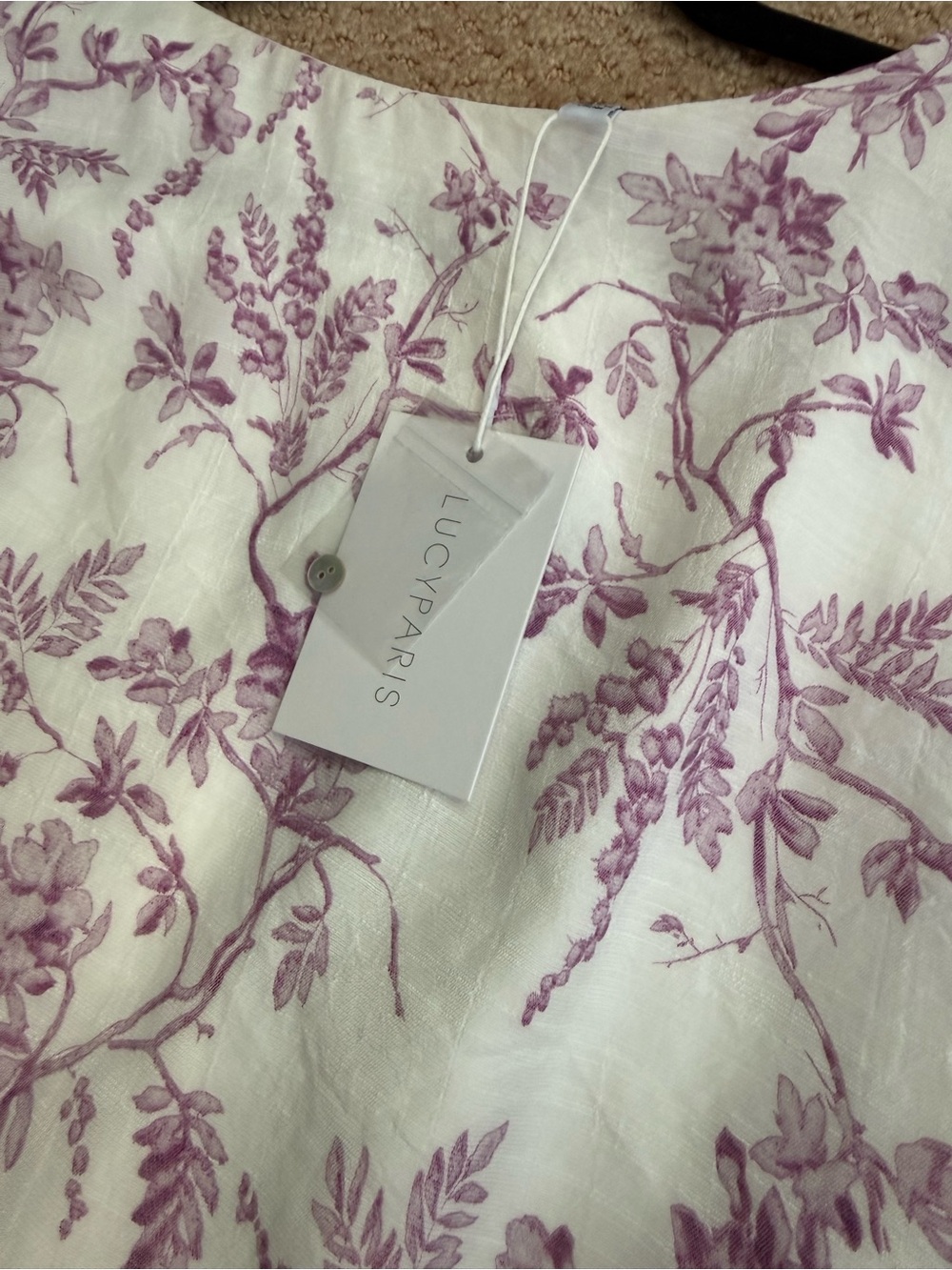 Lucy Paris Cream and Light Lilac Floral Maxi Two-Piece Dress - Picture 5 of 7